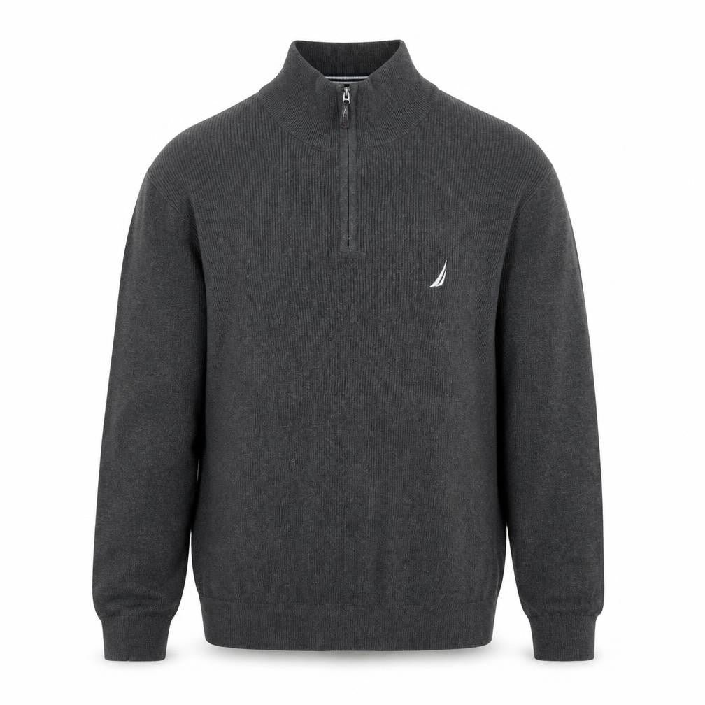 Nautica Men's Grey 1/4 Zip Cotton Jumper Size L