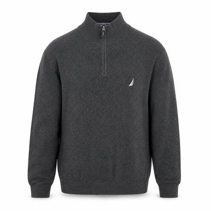 Nautica Men's Grey 1/4 Zip Cotton Jumper Size L