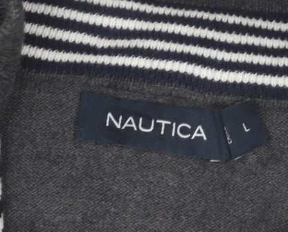 Nautica Men's Grey 1/4 Zip Cotton Jumper Size L