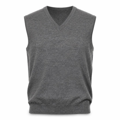 ColorPlus Men Grey Wool Blend V-Neck Sleeveless Vest L