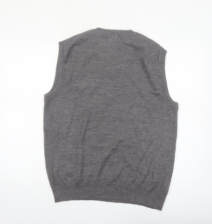 ColorPlus Men Grey Wool Blend V-Neck Sleeveless Vest L
