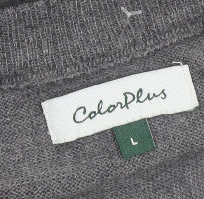 ColorPlus Men Grey Wool Blend V-Neck Sleeveless Vest L