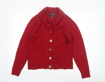 Lauren Ralph Lauren Petite Red Cotton Button Cardigan Women P/L