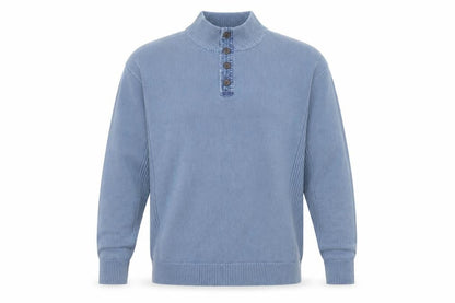 RedHead Men's Blue Cotton Henley Jumper XL High Neck Knit
