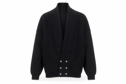 Aklanda Men's Black Wool Button Cardigan M Classic Fit