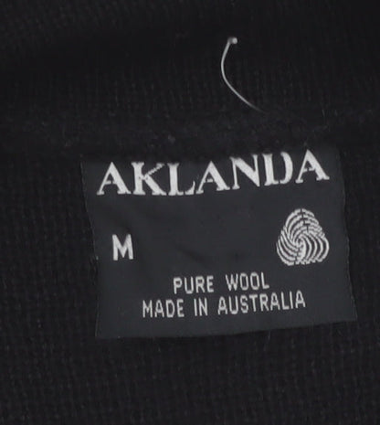 Aklanda Men's Black Wool Button Cardigan M Classic Fit