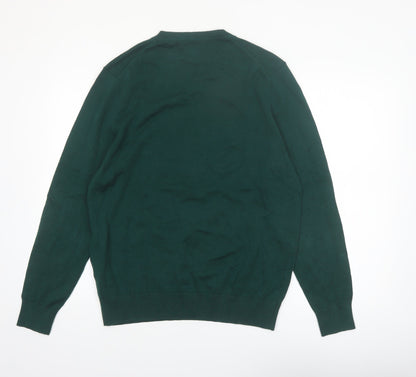 Nautica Men’s Green Cotton V-Neck Jumper Size M Classic Knit
