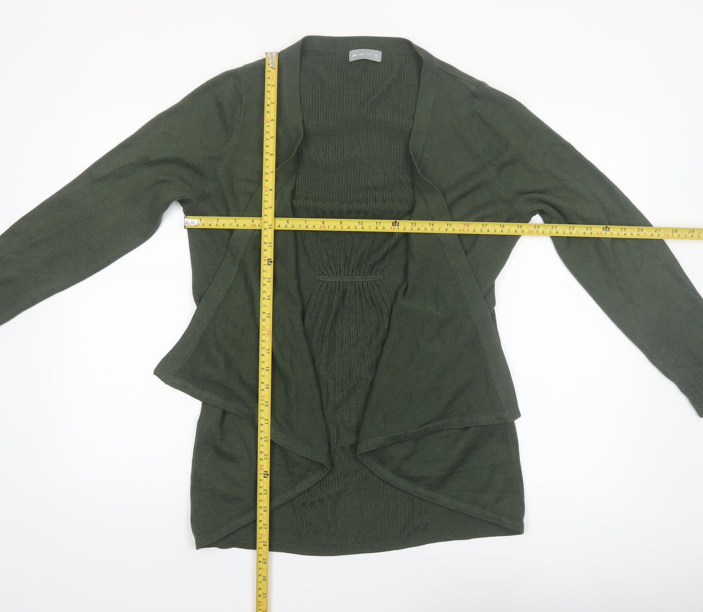 Marks and Spencer Per Una Green Long Sleeve Open Knit Cardigan Size 16