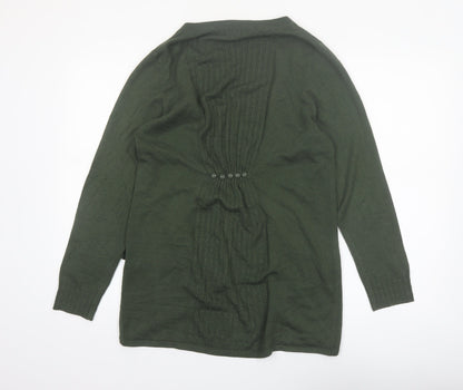 Marks and Spencer Per Una Green Long Sleeve Open Knit Cardigan Size 16