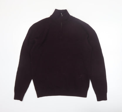 NEXT Men's Brown 1/4 Zip Cotton High Neck Jumper M
