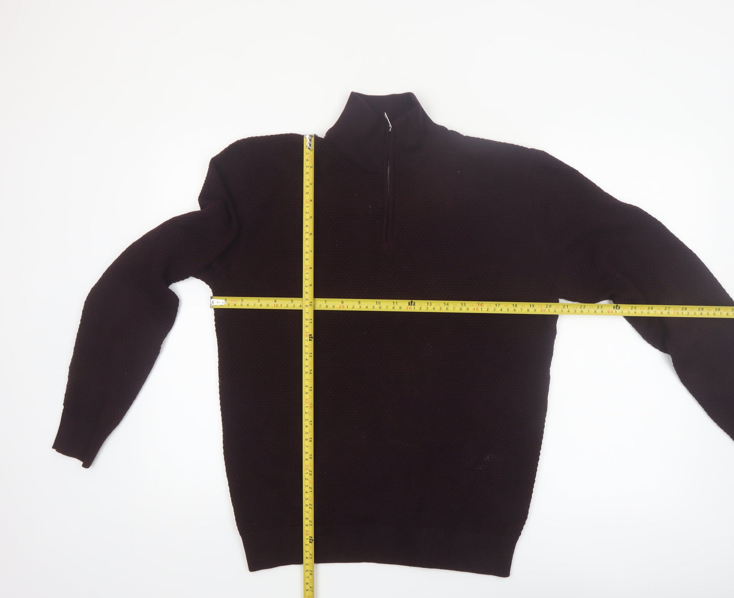 NEXT Men's Brown 1/4 Zip Cotton High Neck Jumper M