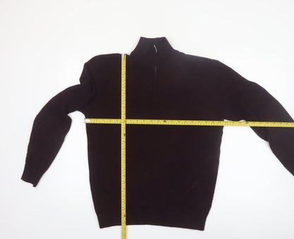 NEXT Men's Brown 1/4 Zip Cotton High Neck Jumper M