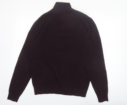 NEXT Men's Brown 1/4 Zip Cotton High Neck Jumper M