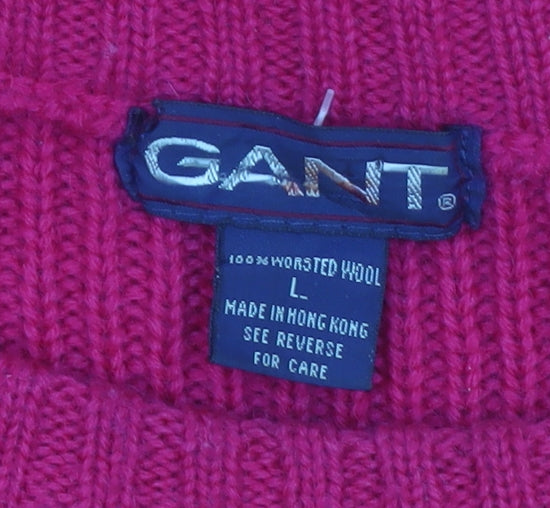 GANT Men’s Red Wool Crew Neck Pullover Jumper Size L