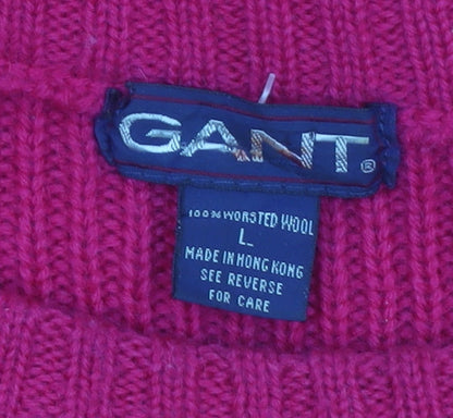 GANT Men’s Red Wool Crew Neck Pullover Jumper Size L