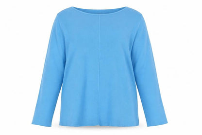 David Lawrence Womens Blue Cotton 3/4 Sleeve Pullover Jumper M