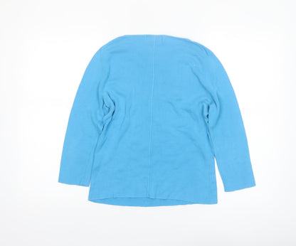 David Lawrence Womens Blue Cotton 3/4 Sleeve Pullover Jumper M