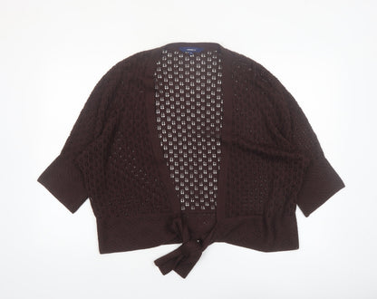 Casual Club Women Brown Open Knit Acrylic Cardigan Size 18