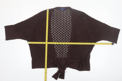 Casual Club Women Brown Open Knit Acrylic Cardigan Size 18