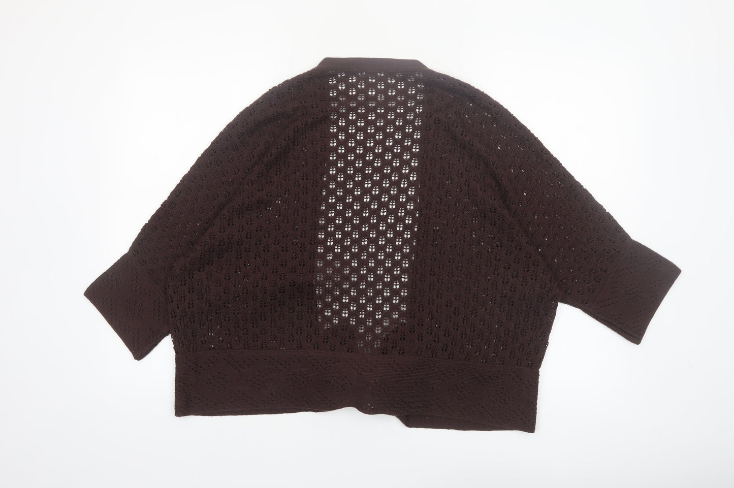 Casual Club Women Brown Open Knit Acrylic Cardigan Size 18
