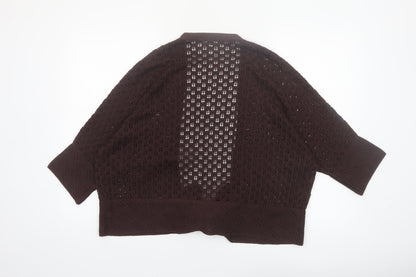 Casual Club Women Brown Open Knit Acrylic Cardigan Size 18