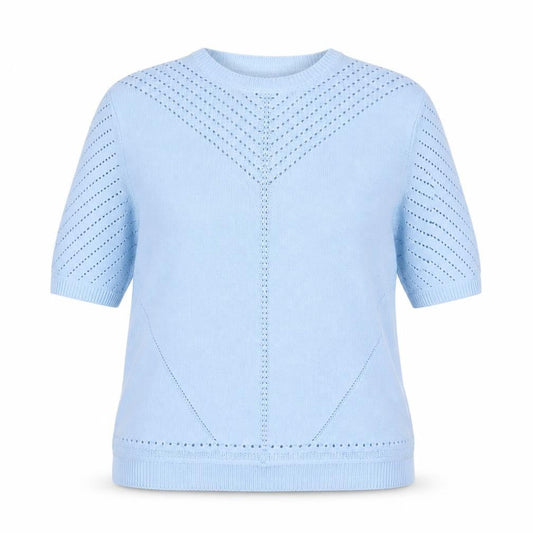 Isle Essentials Women's Blue Cotton Short Sleeve Jumper Size 14-16