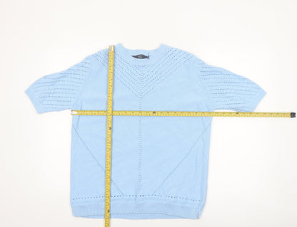 Isle Essentials Women's Blue Cotton Short Sleeve Jumper Size 14-16
