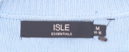 Isle Essentials Women's Blue Cotton Short Sleeve Jumper Size 14-16