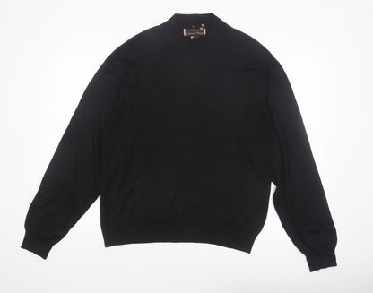 Johnston & Murphy Men's Black Silk Mock Neck Jumper L