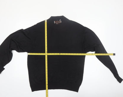Johnston & Murphy Men's Black Silk Mock Neck Jumper L