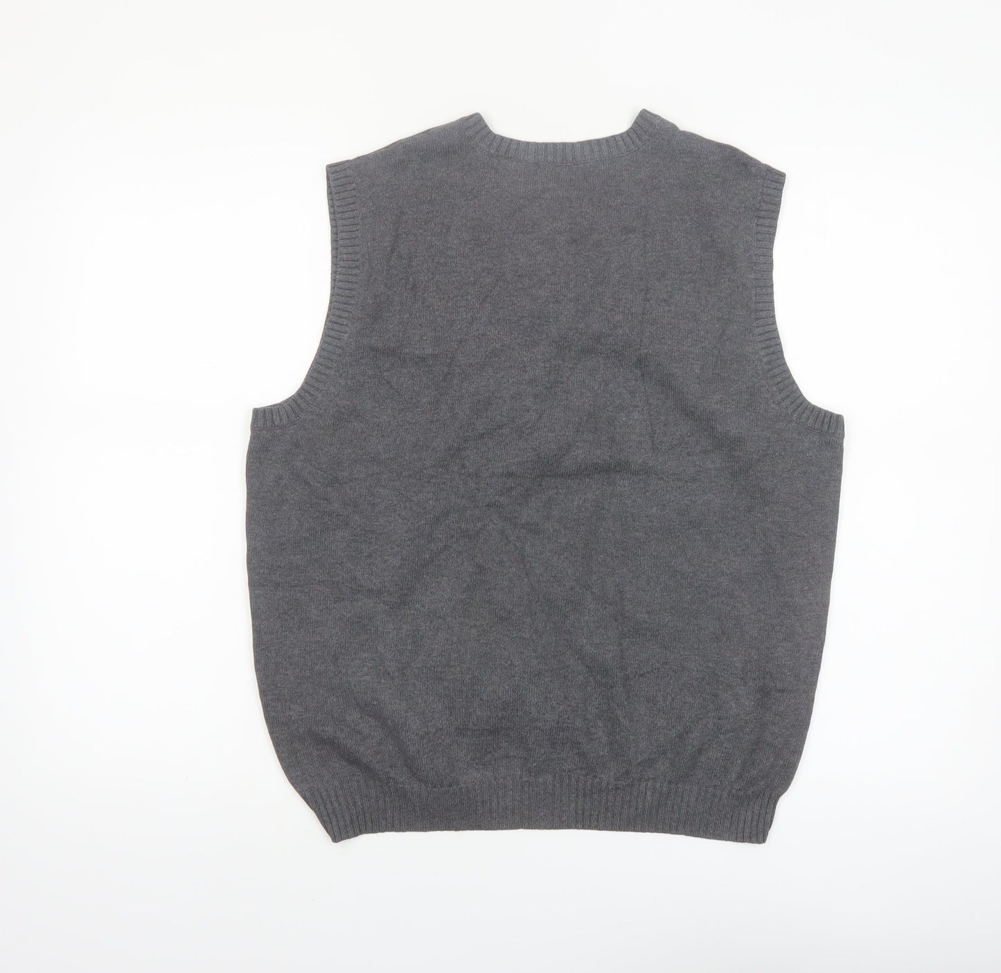 IZOD Men's Grey Cotton V-Neck Sleeveless Vest Jumper S Classic Fit