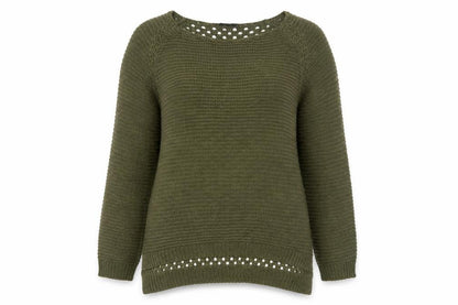 H&M Women’s Green Open-Knit Long Sleeve Pullover Jumper Size 12