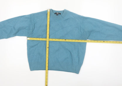 Uniqlo Women Blue Wool Crew Neck Jumper XS Classic Fit