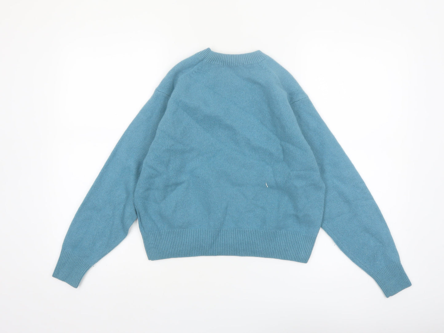 Uniqlo Women Blue Wool Crew Neck Jumper XS Classic Fit