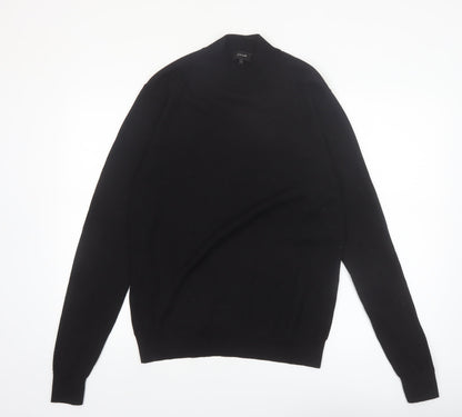 Jigsaw Mens Black Wool Mock Neck Jumper Size L Classic Knitwear