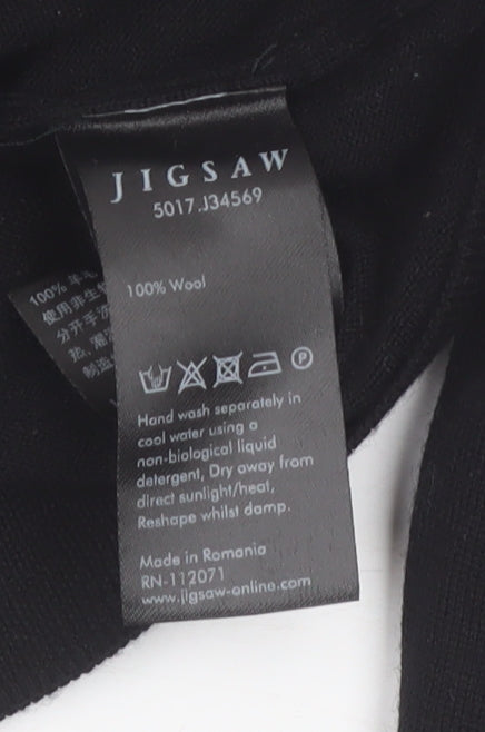 Jigsaw Mens Black Wool Mock Neck Jumper Size L Classic Knitwear