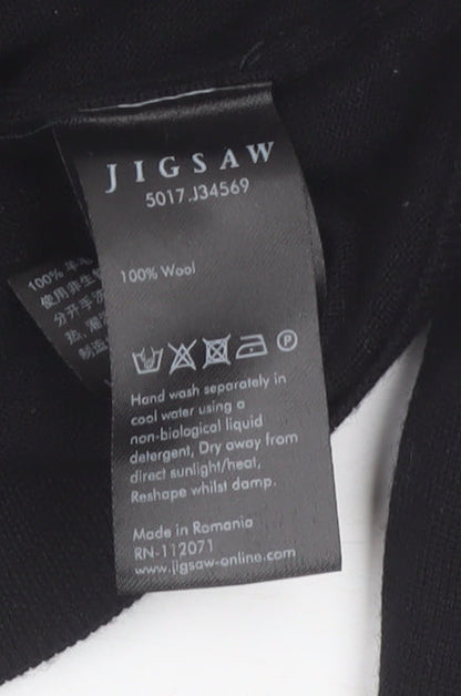 Jigsaw Mens Black Wool Mock Neck Jumper Size L Classic Knitwear