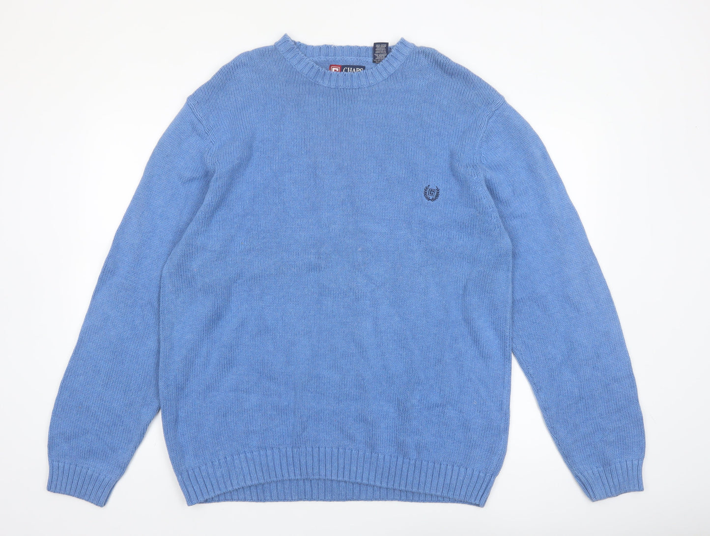 Chaps Men's Blue Cotton Crew Neck Pullover Jumper XL