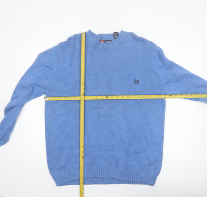 Chaps Men's Blue Cotton Crew Neck Pullover Jumper XL