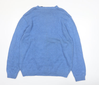 Chaps Men's Blue Cotton Crew Neck Pullover Jumper XL