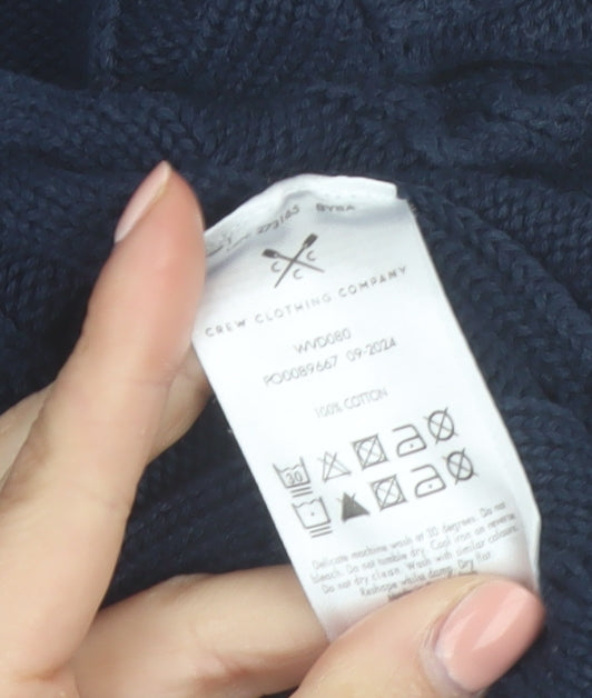 Crew Clothing Company Women’s Blue Cotton Collared Cable Knit Jumper Size 12