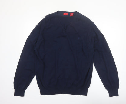 IZOD Men's Blue Cotton V-Neck Pullover Jumper XL