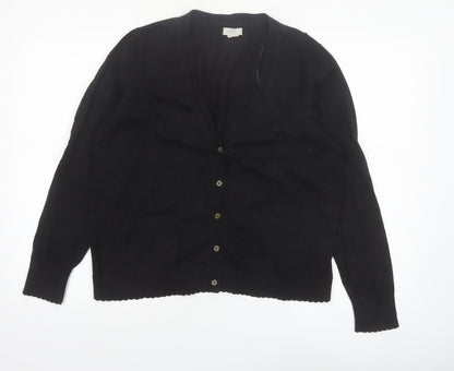 Fat Face Women Black Cotton Wool Cardigan UK 18 Long Sleeve Knitwear