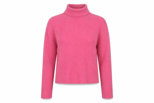 Laura Ashley Women’s Pink Roll Neck Cotton Blend Ribbed Jumper Size L