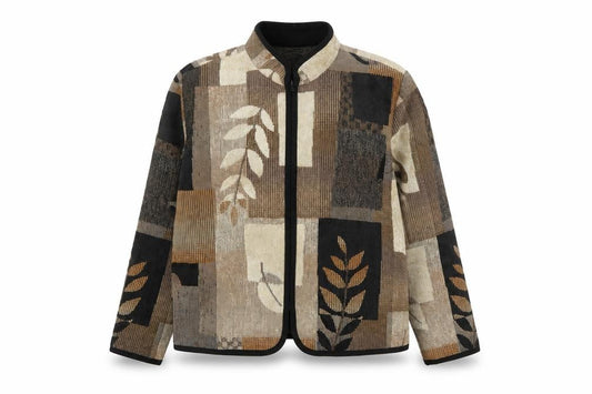 Front view of Coldwater Creek unisex multicoloured geometric knit jacket l