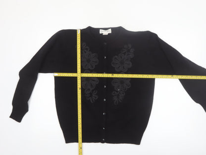 Imperial Classics Women's Black Floral Embroidered Cardigan S