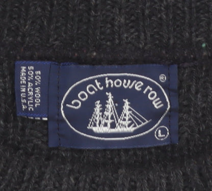 Boathouse Row Men's Black Wool Blend Cable Knit Jumper L