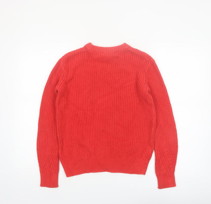 Marks and Spencer Women Bright Red Cotton Cable-Knit Jumper Size S
