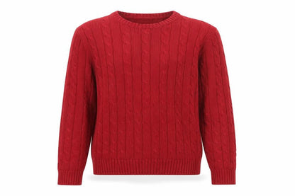 Marks & Spencer Men's Red Cable-Knit Cotton Pullover Jumper M