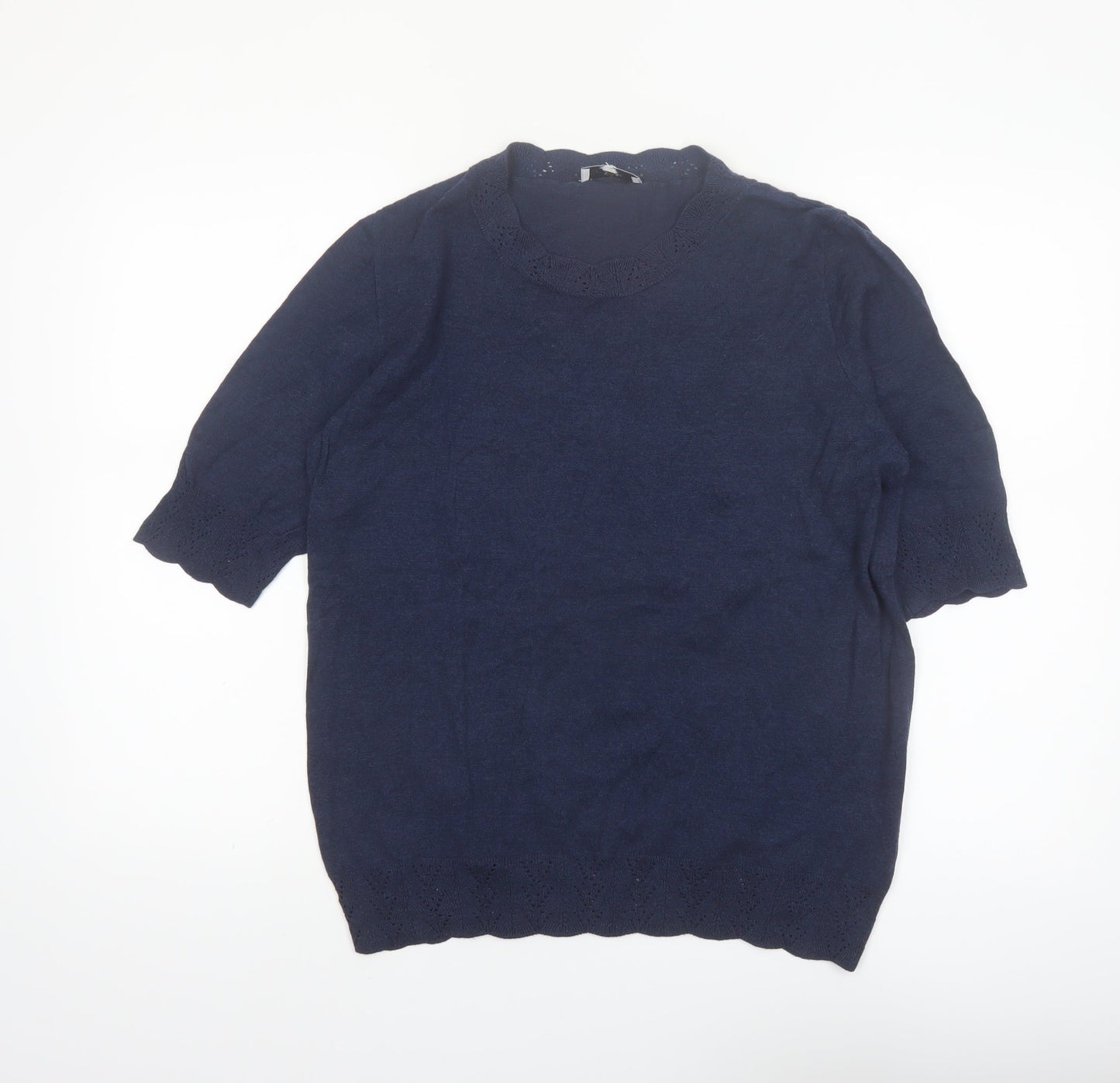Noa Noa Women's Blue Cotton Short Sleeve Knit Jumper M
